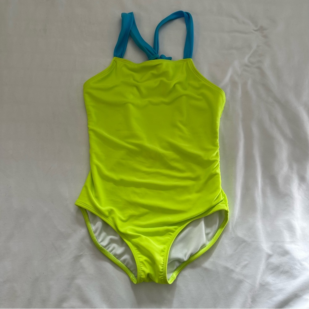 Cat & Jack Neon Yellow and Blue Kids One Piece Swimsuit
